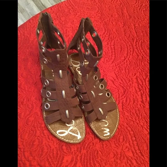 Sam Edelman brown strappy sandals zipper back 7.5 - Picture 2 of 9